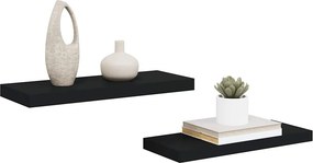 vidaXL Ράφια Τοίχου 2 τεμ. Μαύρα 60x23,5x3,8 εκ. MDF