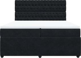 vidaXL Κρεβάτι Boxspring με Στρώμα Μαύρο 200x200 εκ. Βελούδινο