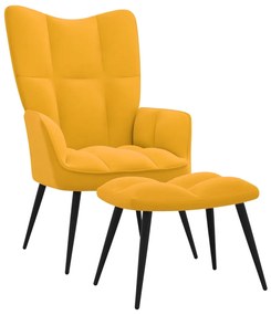 328091 vidaXL Πολυθρόνα Relax Κίτρινη Μουσταρδί Βελούδινη με Σκαμπό Κίτρινο, 1 Τεμάχιο