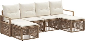 vidaXL Σετ Καναπέ Κήπου 6 pcs Μπεζ συνθετικό ρατάν