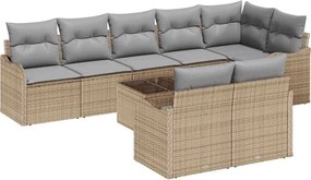 vidaXL Σετ Καναπέ Κήπου 9 pcs Μπεζ συνθετικό ρατάν