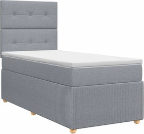 vidaXL Κρεβάτι box spring με στρώμα Ανοιχτό γκρι 100 x 200 cm Ύφασμα