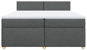 Κρεβάτι Boxspring με Στρώμα Σκούρο Γκρι 200x200 εκ. Υφασμάτινο - Γκρι