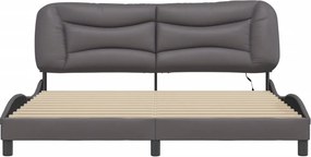 vidaXL Πλαίσιο κρεβατιού με LED χωρίς στρώμα Hvar Γκρι 180x200 εκ.