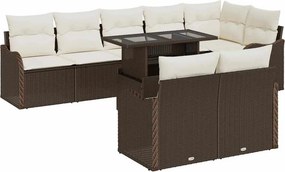 vidaXL Σετ καθιστικού με μαξιλάρι 9 pcs Καφέ Πολυ ράταν