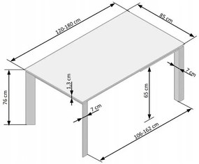 Τραπέζι Houston 289, Γκρι, Μαύρο, 76x85x120cm, 83 kg, Επιμήκυνση, Κεραμικός, Μέταλλο | Epipla1.gr