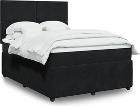 vidaXL Κρεβάτι Boxspring με Στρώμα Μαύρο 160x200 εκ. Βελούδινο