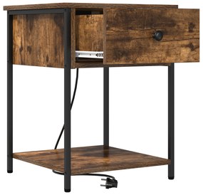 vidaXL Κομοδίνο με συρτάρι 2 pcs Καπνιστή δρυς 42 x 41 x 56 εκ.