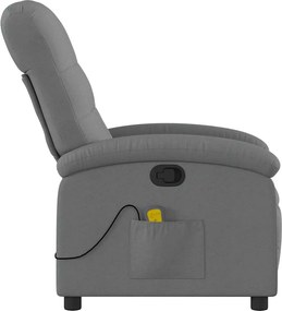 vidaXL Πολυθρόνα Μασάζ Ανακλινόμενη Σκούρο Γκρι Υφασμάτινη