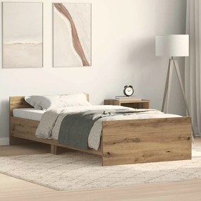 vidaXL Σκελετός Κρεβατιού χωρίς Στρώμα από Τεχνητό Δρυ 75x190 εκ. από Τεχνητό Ξύλο
