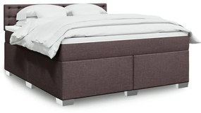 Κρεβάτι Boxspring με Στρώμα Σκούρο Καφέ 180x200 εκ Υφασμάτινο - Καφέ