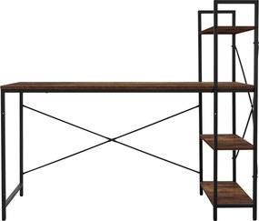 HOME USE γραφείο HUH-0249 με ραφιέρα, 120x60x122cm, καφέ/μαύρο
