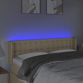Κεφαλάρι Κρεβατιού LED Κρεμ 147x16x78/88 εκ. Υφασμάτινο - Κρεμ
