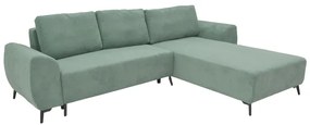 Kαναπές κρεβάτι τριθέσιος αναστρέψιμος Settee pakoworld ύφασμα με αποθηκευτικό χώρο σε μέντα απόχρωση 286x204x93εκ - 074-000043