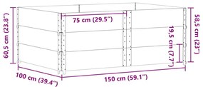 Ζαρντινιέρα Κήπου Μαύρη 150x100 εκ. από Μασίφ Ξύλο Πεύκου - Μαύρο