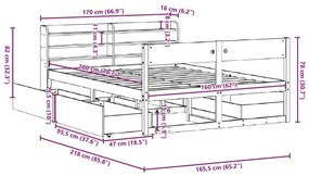 Σκελετός Κρεβατιού Χωρίς Στρώμα 160x200 εκ Μασίφ Ξύλο Πεύκου - Καφέ