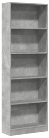 vidaXL Βιβλιοθήκη Γκρι Σκυροδέματος 60x24x176 εκ. Επεξεργ. Ξύλο