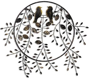 Διακοσμητικό Τοίχου Love of Birds 930DYU1234 75x86cm Black-Gold Wallity Μέταλλο