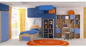 Intrahome Παιδικό δωμάτιο "ΚΥΜΑ" σετ 7 τμχ σε χρώμα δρυς-μπλε Intrahomesa-00652423