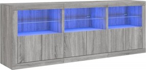 vidaXL Μπουφές με LED Γκρι Sonoma 181,5x37x67 εκ.