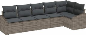 vidaXL Σετ Καναπέ με μαξιλάρι 6 pcs Γκρι συνθετικό ρατάν