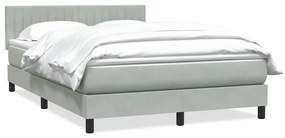 Κρεβάτι Boxspring με Στρώμα Ανοιχτό Γκρι 160x220 εκ. Βελούδινο