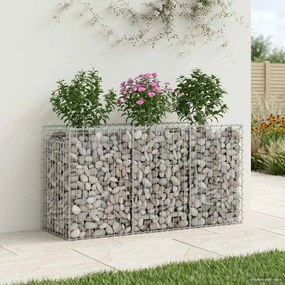 vidaXL Ανασηκωμένο κρεβάτι gabion Ασημί