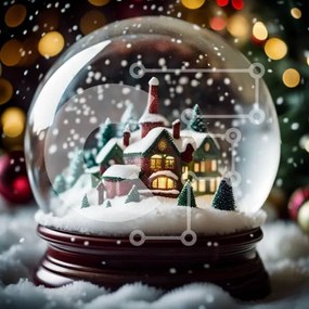 Intra Συλλεκτικό Ξύλινο Παζλ Plywood  4mm - Snow Globe με μινιατούρα χωριό και χριστουγεννιάτικο δέντρο Σε Ξύλινο Κουτί - Διαστάσεις: 10x10 cm – 25 κομμάτια