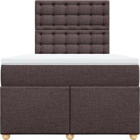 vidaXL Κρεβάτι Boxspring με Στρώμα Σκούρο Καφέ 120x190 εκ Υφασμάτινο