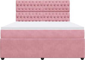 vidaXL Κρεβάτι Boxspring με Στρώμα Ροζ 180x200 εκ. Βελούδινο