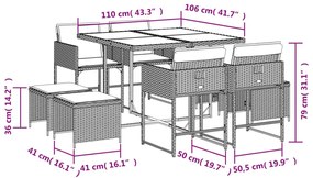 Σετ Τραπεζαρίας Κήπου 9 τεμ. Μπεζ Συνθετικό Ρατάν με Μαξιλάρια - Μπεζ