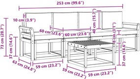 vidaXL Σειρά Καναπέ Εξωτερικού με μαξιλάρι 5 pcs Λευκό και Μπεζ