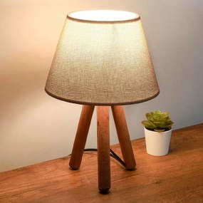 Φωτιστικό επιτραπέζιο Lander Megapap ύφασμα/Pvc/ξύλο χρώμα μπεζ άμμου/καφέ 22x17x32εκ.