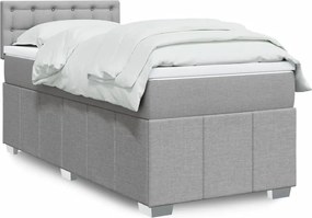 vidaXL Κρεβάτι Boxspring με Στρώμα Ανοιχτό Γκρι 100x200 εκ. Υφασμάτινο