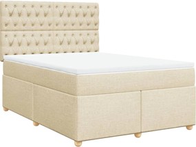 vidaXL Κρεβάτι Boxspring με Στρώμα Κρεμ 140x200 εκ. Υφασμάτινο