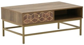 Τραπέζι σαλονιού Brilo Inart καφέ-χρυσό ξύλο 101x59x43εκ