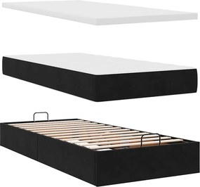 vidaXL Οθωμανικό κρεβάτι με στρώμα Μαύρο 90x200cm Velvet