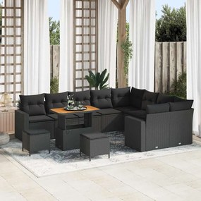 vidaXL Σετ Καναπέ Κήπου 12 pcs Μαύρο συνθετικό ρατάν