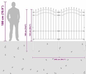 vidaXL Φράχτης Κήπου Λευκό 190 cm Ατσάλι με Επικάλυψη Πούδρας