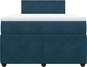 vidaXL Κρεβάτι Boxspring με Στρώμα Μπλε 120x200 εκ. Βελούδινο