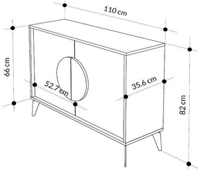 Μπουφές μελαμίνης Gora Megapap χρώμα ανοιχτό καφέ 110x35,6x82εκ.