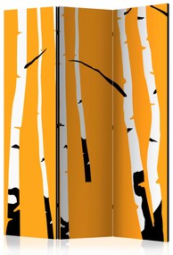 Διαχωριστικό με 3 τμήματα - Birches on the orange background [Room Dividers]