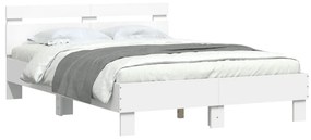 Πλαίσιο Κρεβατιού με Κεφαλάρι / LED Λευκό 135 x 190 εκ. - Λευκό