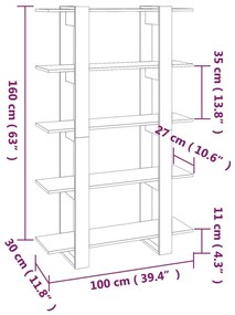 Βιβλιοθήκη/Διαχωριστικό Χώρου Sonoma Δρυς 100 x 30 x 160 εκ. - Καφέ