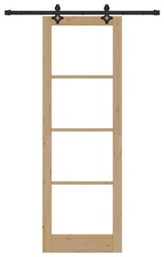 vidaXL Συρόμενη Πόρτα Καφέ 78 x 232 cm Ξύλο και μέταλλο