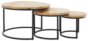 Intrahome Τραπέζια σαλονιού Zita Intrahome σετ 3τεμ μασίφ ξύλο mango 3εκ καρυδί-μαύρο | SKU: INTRAPA-351111110