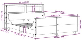 Σκελετός Κρεβ. Χωρίς Στρώμα Καφέ Κεριού 135x190 εκ Μασίφ Πεύκο - Καφέ