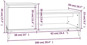 Τραπεζάκι Σαλονιού Γκρι Σκυρ. 100x50x45 εκ. Επεξεργασμένο Ξύλο - Γκρι