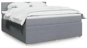 Κρεβάτι Boxspring με Στρώμα Ανοιχτό Γκρι 180x200 εκ. Υφασμάτινο