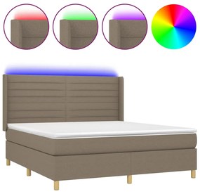 ΚΡΕΒΑΤΙ BOXSPRING ΜΕ ΣΤΡΩΜΑ &amp; LED TAUPE 160X200 ΕΚ. ΥΦΑΣΜΑΤΙΝΟ 3138969